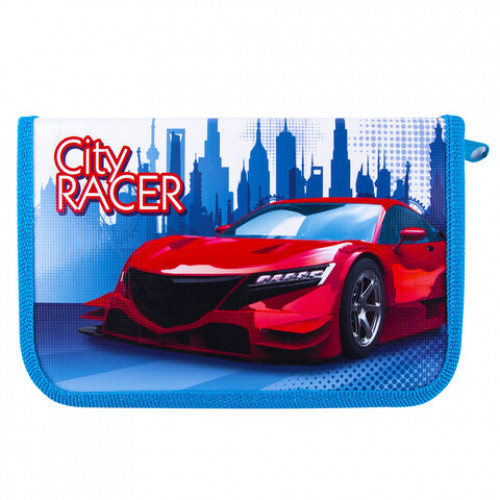 Пенал ПИФАГОР, 1 отделение, ламинированный картон, 19х11 см, CITY RACER, 229146