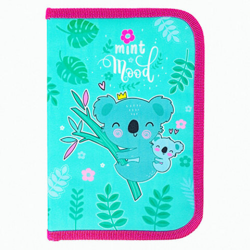 Пенал BRAUBERG, 1 отделение, 1 откидная планка, полиэстер, 21х14 см, Koala, 270307