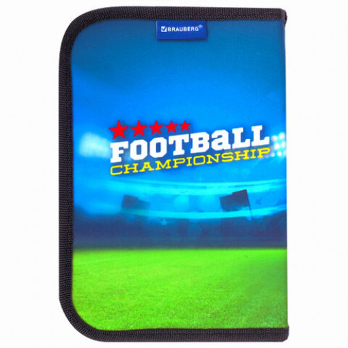 Пенал BRAUBERG, 1 отделение, 1 откидная планка, полиэстер, 21х14 см, Football champion, 270309