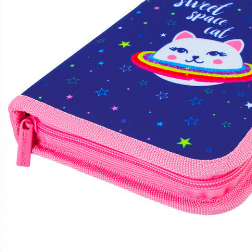Пенал BRAUBERG, 1 отделение, ткань, 20х14 см, Space Cat, 229278