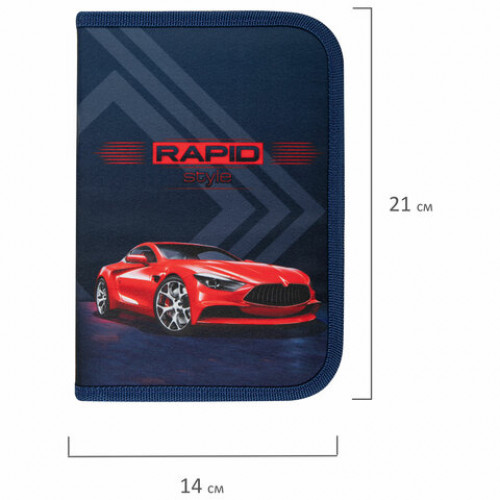 Пенал BRAUBERG, 1 отделение, полиэстер, 21х14 см, Rapid style, 270711