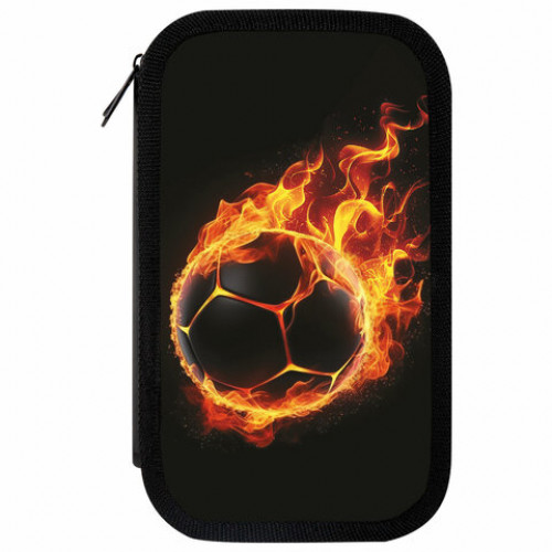 Пенал ЮНЛАНДИЯ, 3 отделения, картон с эффектом soft-touch, 19х11 см, Fire ball, 273501