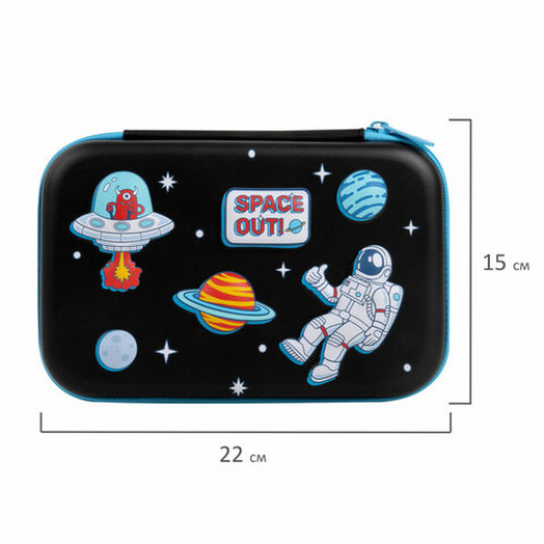 Пенал BRAUBERG KIDS большой удобный с откидной планкой, EVA, 22х15х4 см, Space out, 271556
