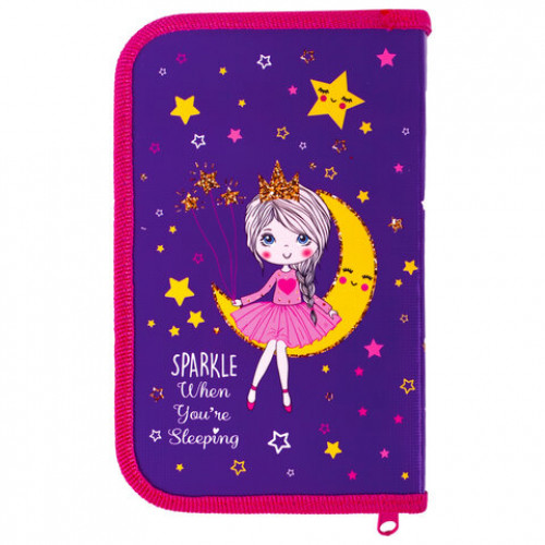 Пенал ПИФАГОР, 1 отделение, ламинированный картон, 19х11 см, MOON PRINCESS, 229149