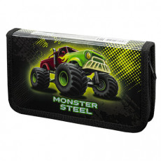 Пенал ПИФАГОР, 1 отделение, ламинированный картон, 19х11 см, Monster steel, 271008