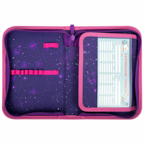 Пенал BRAUBERG, 1 отделение, 1 откидная планка, полиэстер, 21х14 см, Space cat, 270712