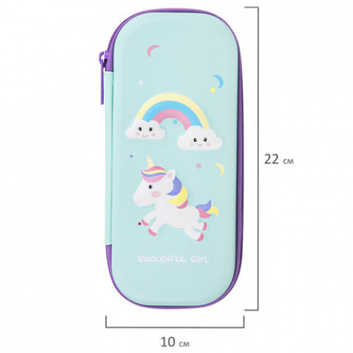 Пенал BRAUBERG, 1 отделение, 1 откидная планка, EVA 3D, 22х10х5 см, Unicorn, 270699