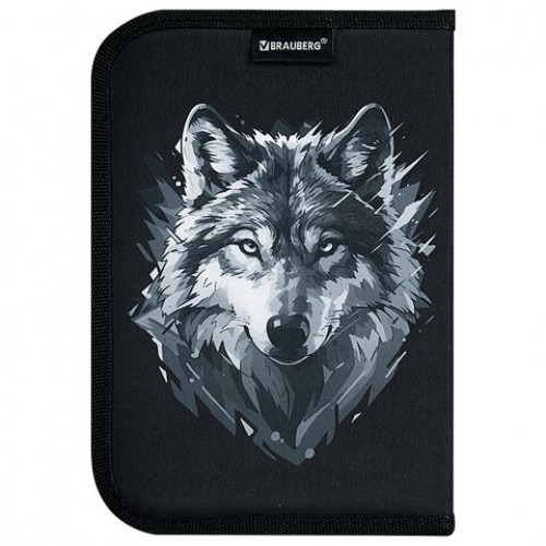 Пенал BRAUBERG, 1 отделение, полиэстер, 21х14 см, Gray wolf, 273520