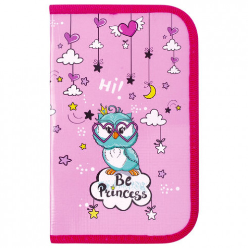 Пенал ПИФАГОР, 1 отделение, ламинированный картон, 19х11 см, OWL PRINCESS, 229150