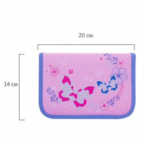 Пенал TIGER FAMILY 1 отделение, 2 откидные планки, ткань, Marshmallow Butterfly, 20х14х4 см, 228953, TGPR-006C1E