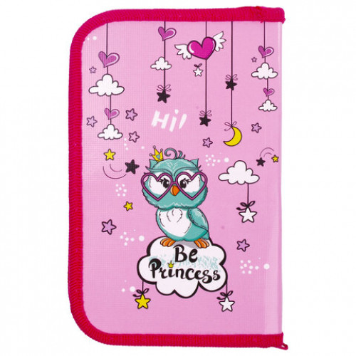 Пенал ПИФАГОР, 1 отделение, ламинированный картон, 19х11 см, OWL PRINCESS, 229150