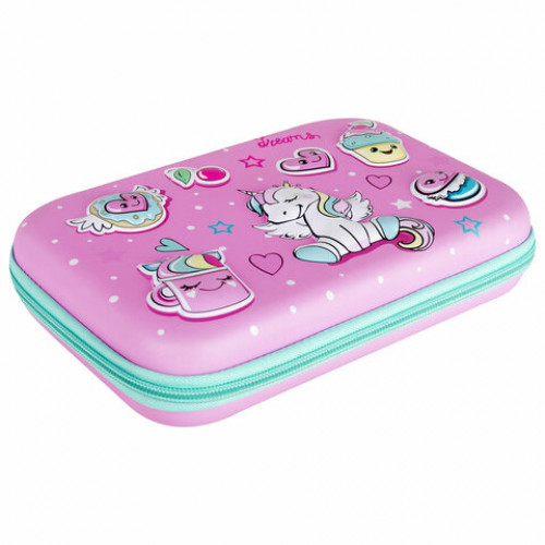 Пенал BRAUBERG KIDS большой удобный с откидной планкой, EVA, 22х15х4 см, Unicorn dreams, 271557
