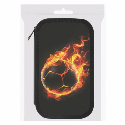 Пенал ЮНЛАНДИЯ, 3 отделения, картон с эффектом soft-touch, 19х11 см, Fire ball, 273501