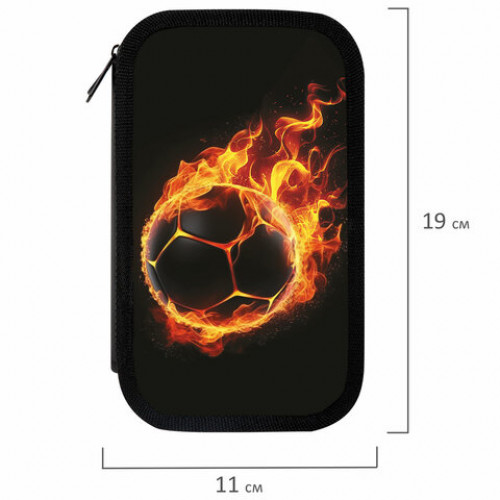 Пенал ЮНЛАНДИЯ, 3 отделения, картон с эффектом soft-touch, 19х11 см, Fire ball, 273501