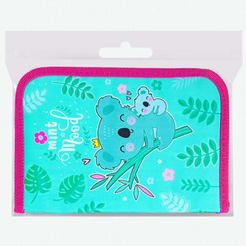 Пенал BRAUBERG, 1 отделение, 1 откидная планка, полиэстер, 21х14 см, Koala, 270307