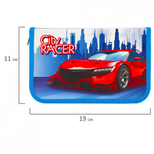 Пенал ПИФАГОР, 1 отделение, ламинированный картон, 19х11 см, CITY RACER, 229146