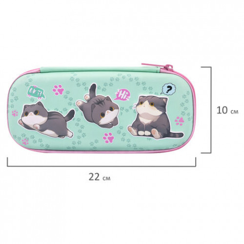 Пенал BRAUBERG, 1 отделение, 1 откидная планка, EVA, 22х10х5 см, Милые коты, 274604