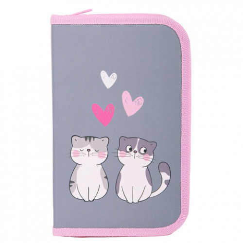 Пенал ЮНЛАНДИЯ, 1 отделение, картон с эффектом soft-touch, 19х11 см, Sweet whiskers, 272261
