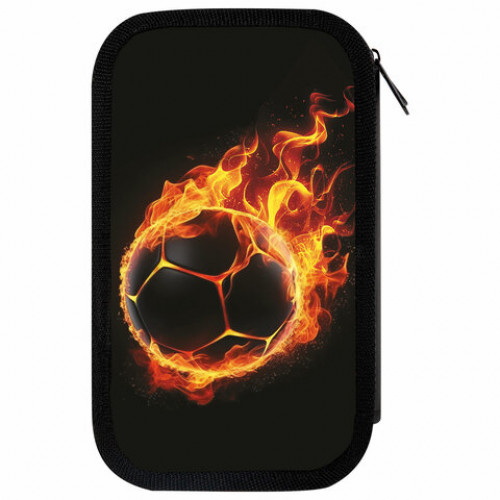 Пенал ЮНЛАНДИЯ, 3 отделения, картон с эффектом soft-touch, 19х11 см, Fire ball, 273501