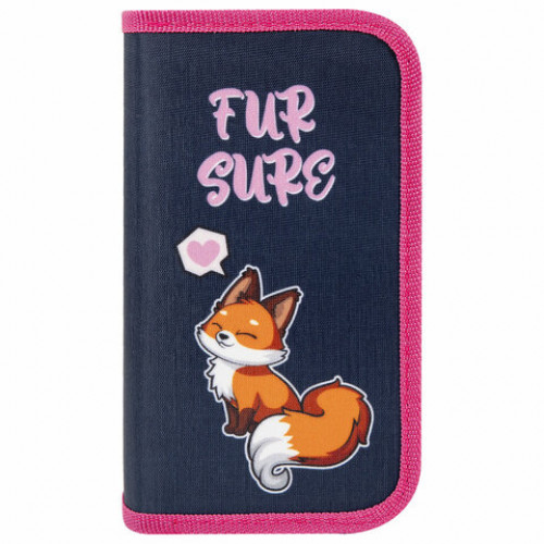 Пенал ЮНЛАНДИЯ, 2 отделения, полиэстер, 19х11 см, Nice fox, 271022