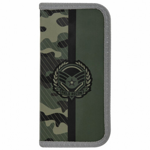 Пенал ПИФАГОР, 1 отделение, ламинированный картон, 19х9 см, Army, 271101