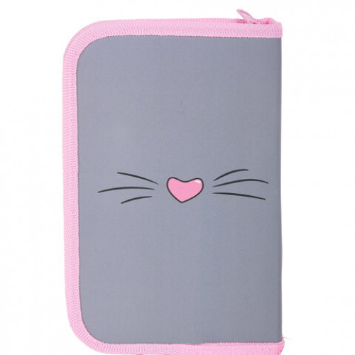 Пенал ЮНЛАНДИЯ, 1 отделение, картон с эффектом soft-touch, 19х11 см, Sweet whiskers, 272261
