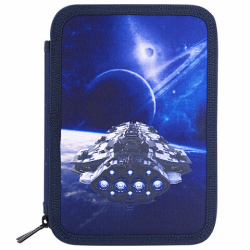 Пенал BRAUBERG, 2 отделения, полиэстер, 21х14 см, Spaceship, 270727