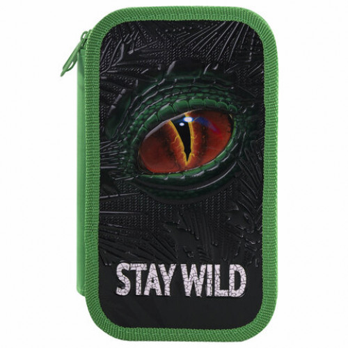 Пенал ЮНЛАНДИЯ, 2 отделение, ламинированный картон, конгрев, 19х11 см, Stay wild, 270889