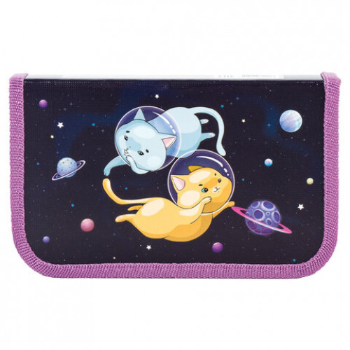 Пенал ПИФАГОР, 1 отделение, ламинированный картон, 19х11 см, Spacecats, 270162
