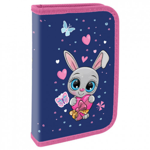 Пенал ПИФАГОР, 1 отделение, ламинированный картон, 19х11 см, Lovely Bunny, 271501