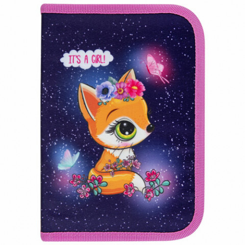 Пенал BRAUBERG, 1 отделение, полиэстер, 21х14 см, Little fox, 270709