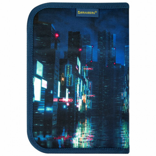 Пенал BRAUBERG, 1 отделение, 2 откидные планки, полиэстер, 21х14 см, Future, 270718