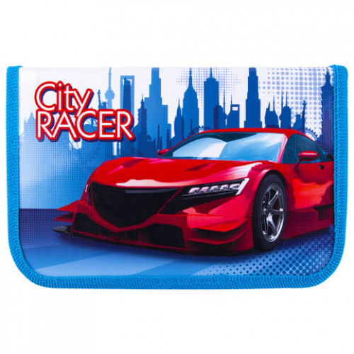 Пенал ПИФАГОР, 1 отделение, ламинированный картон, 19х11 см, CITY RACER, 229146