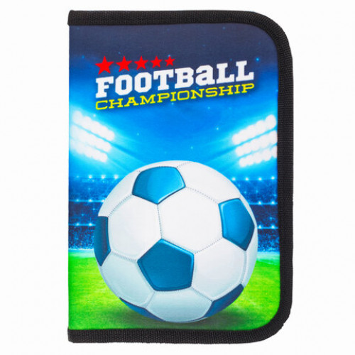 Пенал BRAUBERG, 1 отделение, 1 откидная планка, полиэстер, 21х14 см, Football champion, 270309