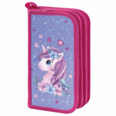 Пенал ПИФАГОР, 3 отделения, ламинированный картон, 19х11 см, Dreamy unicorn, 270891