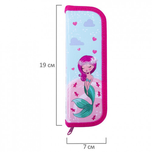 Пенал ЮНЛАНДИЯ, 1 отделение, ламинированный картон, 19х7 см, Mermaid, 229142