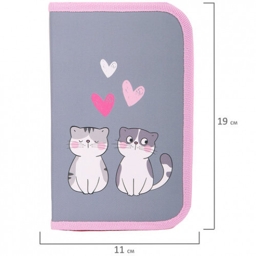 Пенал ЮНЛАНДИЯ, 1 отделение, картон с эффектом soft-touch, 19х11 см, Sweet whiskers, 272261