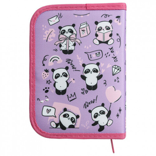 Пенал ПИФАГОР, 1 отделение, 1 откидная планка, полиэстер, 19х13 см, Panda bears, 271015