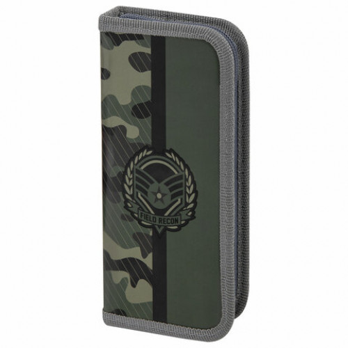 Пенал ПИФАГОР, 1 отделение, ламинированный картон, 19х9 см, Army, 271101