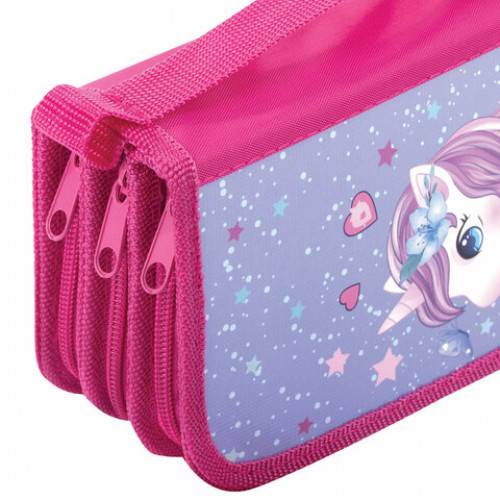 Пенал ПИФАГОР, 3 отделения, ламинированный картон, 19х11 см, Dreamy unicorn, 270891
