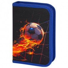 Пенал BRAUBERG, 1 отделение, 2 откидные планки, полиэстер, 21х14 см, Burning ball, 273529