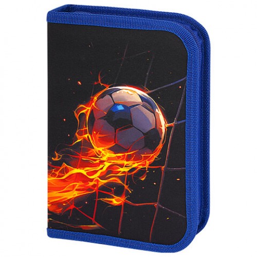 Пенал BRAUBERG, 1 отделение, 2 откидные планки, полиэстер, 21х14 см, Burning ball, 273529