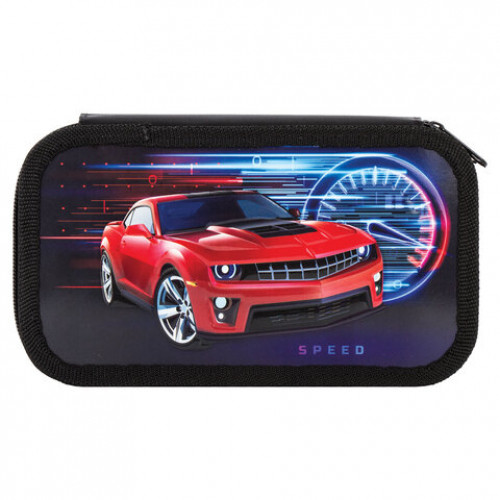 Пенал ЮНЛАНДИЯ, 2 отделения, ламинированный картон, конгрев, 19х11 см, Red Car, 270176