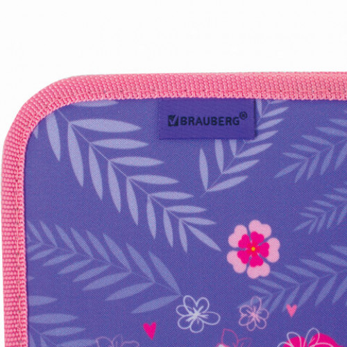 Пенал BRAUBERG, 1 отделение, ткань, 20х14 см, Flamingo, 229279