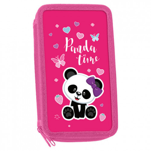 Пенал ПИФАГОР, 3 отделения, ламинированный картон, 19х11 см, Panda time, 271069