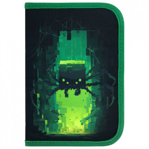Пенал BRAUBERG, 1 отделение, 2 откидные планки, полиэстер, 21х14 см, Digital spider, 273528