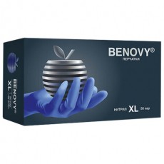 Перчатки нитриловые смотровые 50 пар (100шт) XL (оч.большой) сиреневые BENOVY MultiColor, ЧЗ, шк2674