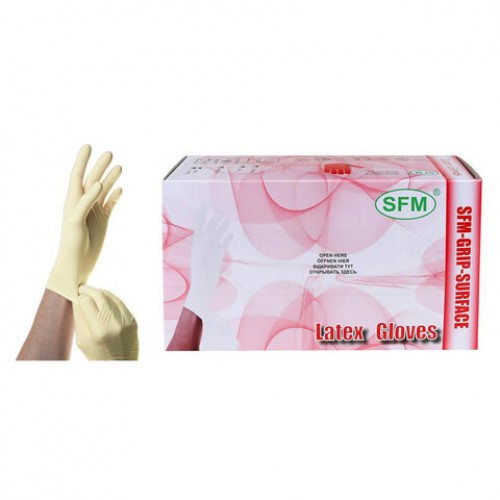 Перчатки латексные смотровые SFM Grip-Surface Германия 50 пар (100 штук) размер L (большой)