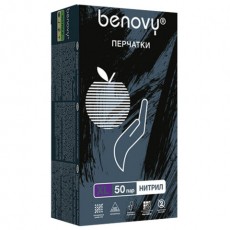 Перчатки нитриловые смотровые 50 пар (100шт) р.XL (оч. большой) черные BENOVY MultiColor,ЧЗ,К,шк1929