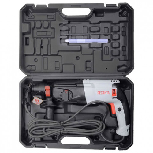 Перфоратор сетевой 800 Вт, 1100 об/мин, 5200 уд/мин, патрон SDS PLUS, РЕСАНТА П-28-800К, 75/3/1
